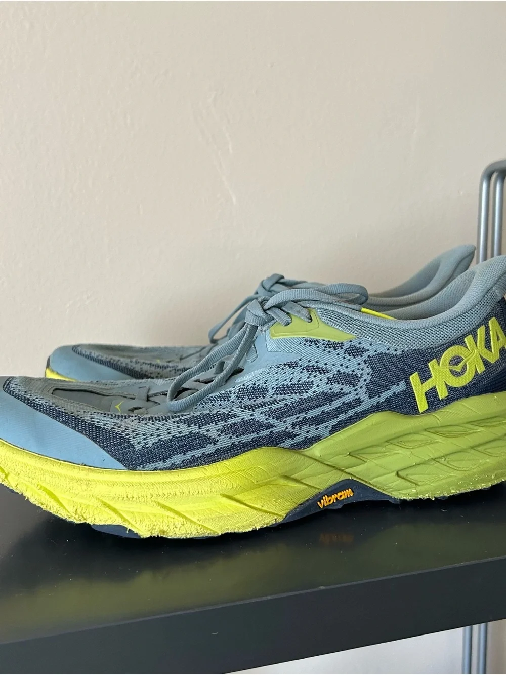 Hoka One One Blue and Neon Yellow Men's Running Shoes